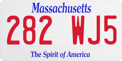 MA license plate 282WJ5