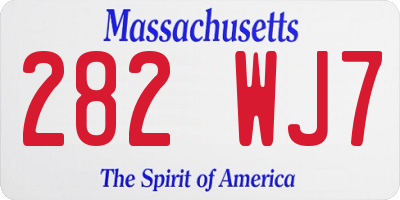 MA license plate 282WJ7