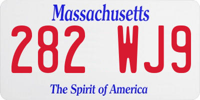 MA license plate 282WJ9