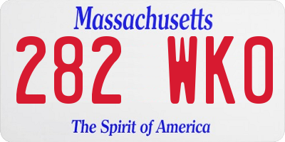 MA license plate 282WK0