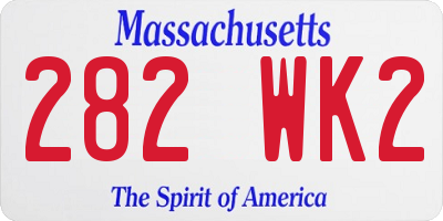 MA license plate 282WK2