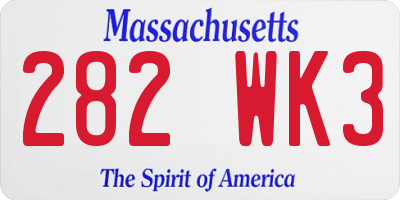 MA license plate 282WK3