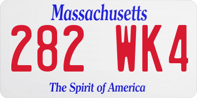 MA license plate 282WK4