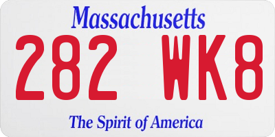 MA license plate 282WK8