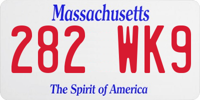 MA license plate 282WK9