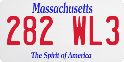MA license plate 282WL3