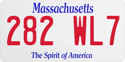 MA license plate 282WL7