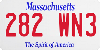 MA license plate 282WN3