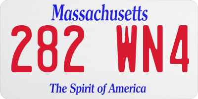MA license plate 282WN4