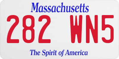 MA license plate 282WN5