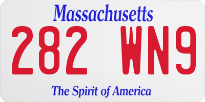 MA license plate 282WN9