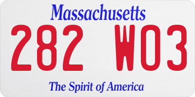 MA license plate 282WO3