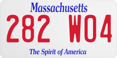 MA license plate 282WO4