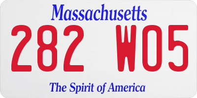 MA license plate 282WO5