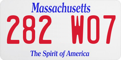 MA license plate 282WO7