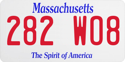 MA license plate 282WO8