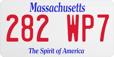 MA license plate 282WP7