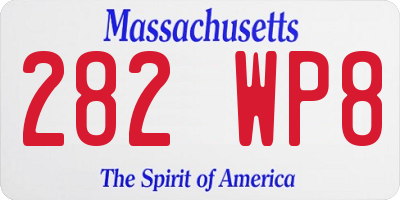 MA license plate 282WP8