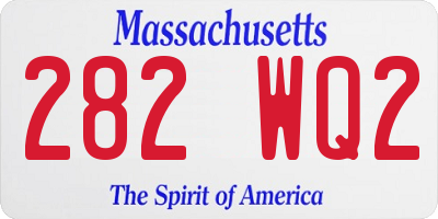MA license plate 282WQ2
