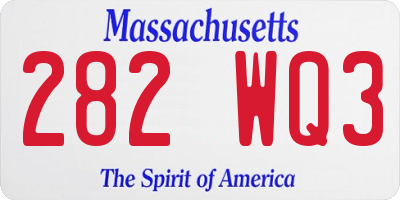 MA license plate 282WQ3