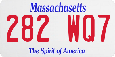 MA license plate 282WQ7