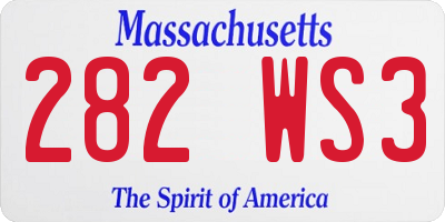 MA license plate 282WS3