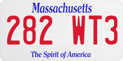 MA license plate 282WT3
