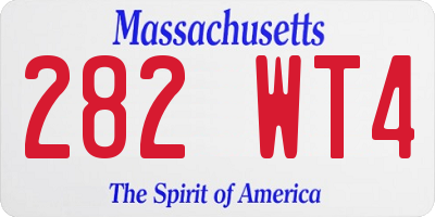 MA license plate 282WT4