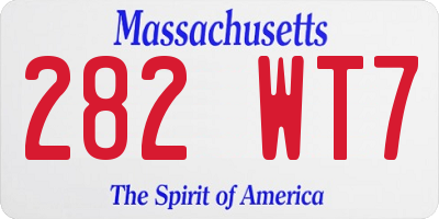 MA license plate 282WT7