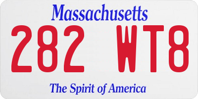 MA license plate 282WT8
