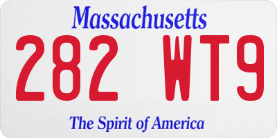 MA license plate 282WT9