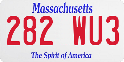 MA license plate 282WU3