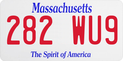 MA license plate 282WU9