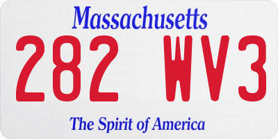 MA license plate 282WV3
