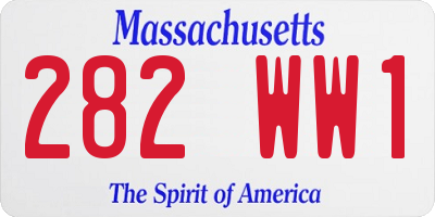 MA license plate 282WW1