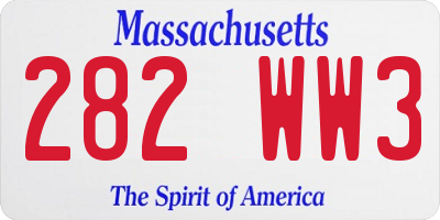 MA license plate 282WW3