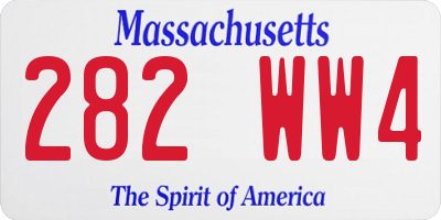 MA license plate 282WW4