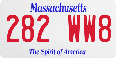 MA license plate 282WW8