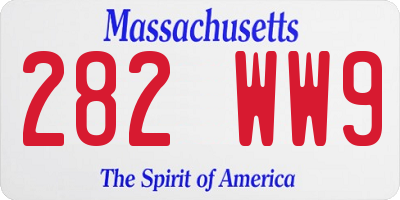 MA license plate 282WW9