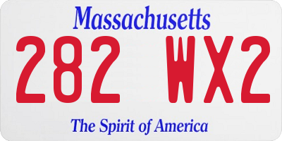MA license plate 282WX2