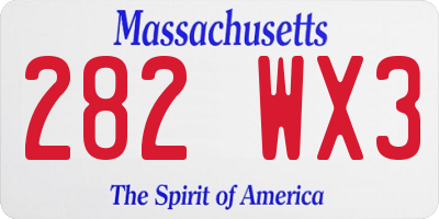 MA license plate 282WX3