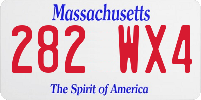 MA license plate 282WX4