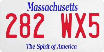 MA license plate 282WX5