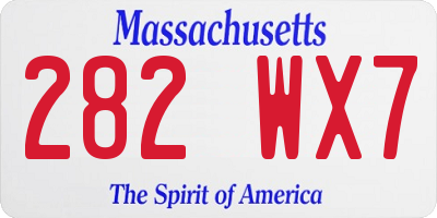 MA license plate 282WX7