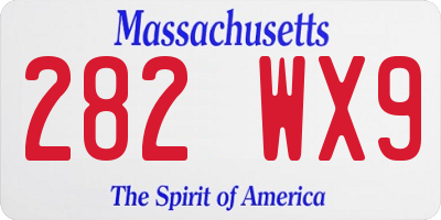 MA license plate 282WX9