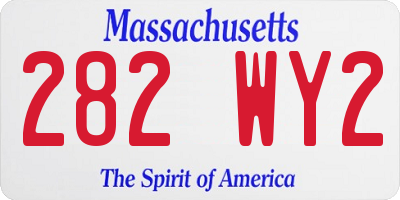 MA license plate 282WY2