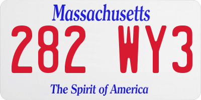 MA license plate 282WY3