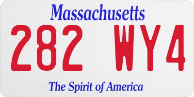 MA license plate 282WY4