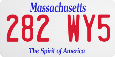 MA license plate 282WY5