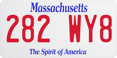 MA license plate 282WY8